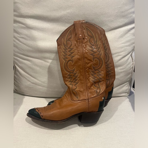 Dan Post Boots Womens 6M Brown/Green Cowgirl Western Boots - Picture 4 of 11
